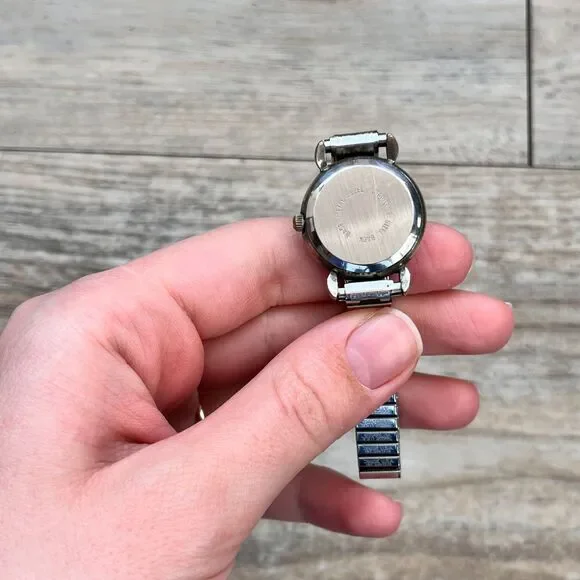 Peugeot Petite Black Dial Watch Silver Stretch Band Quartz Classic Vintage - Picture 5 of 5